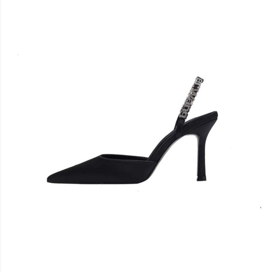 pointed-toe slingback heels with crystal tip – VERA