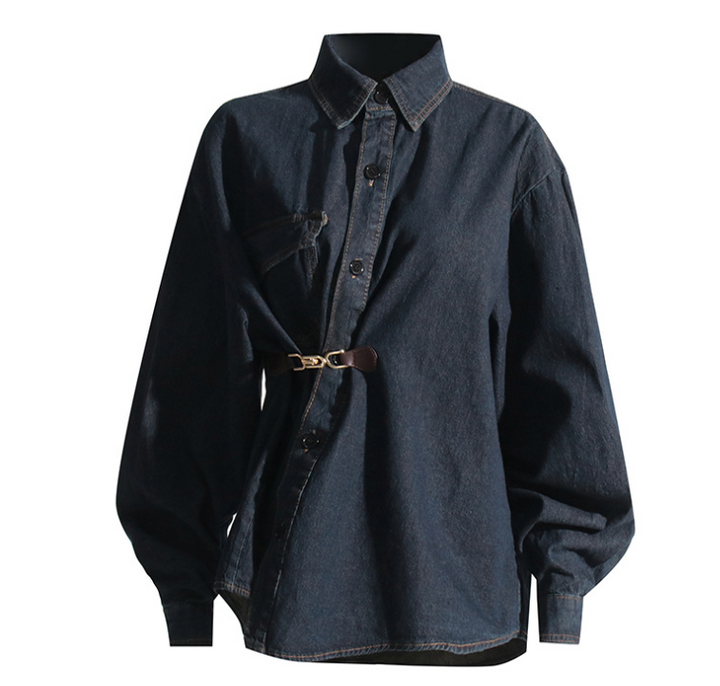 oversized denim shirt jacket with contrast panel detailing – INDIGO