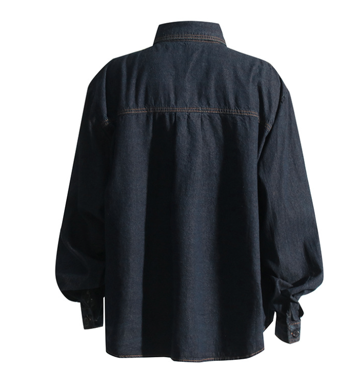 oversized denim shirt jacket with contrast panel detailing – INDIGO