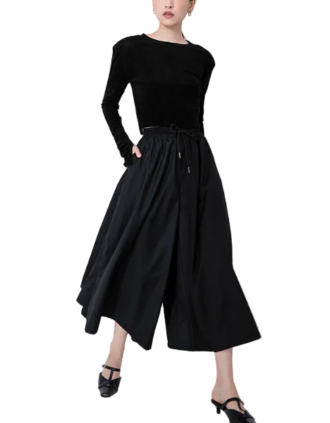 wide-leg culotte skirt with drawstring waist – KHALED