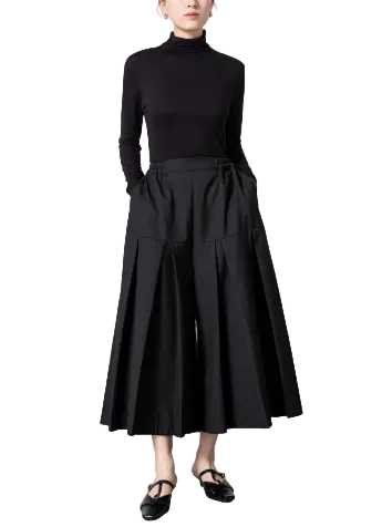 pleated A-line midi skirt with elastic waist – ELSAYED