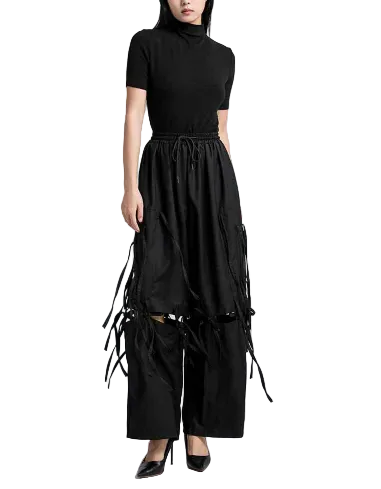 wide-leg pants with fringe tie details – STRIDE
