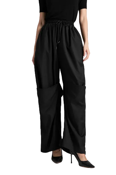 wide-leg pants with elastic waist and drawstring – FLOW