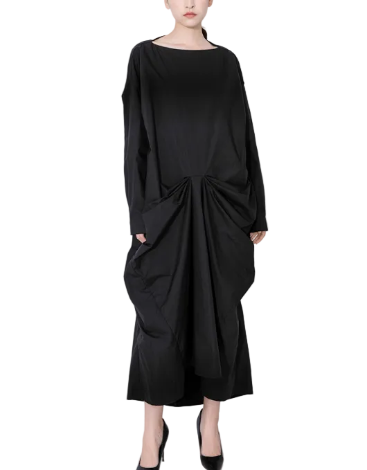 oversized draped midi dress with twisted front detail – SCULPT