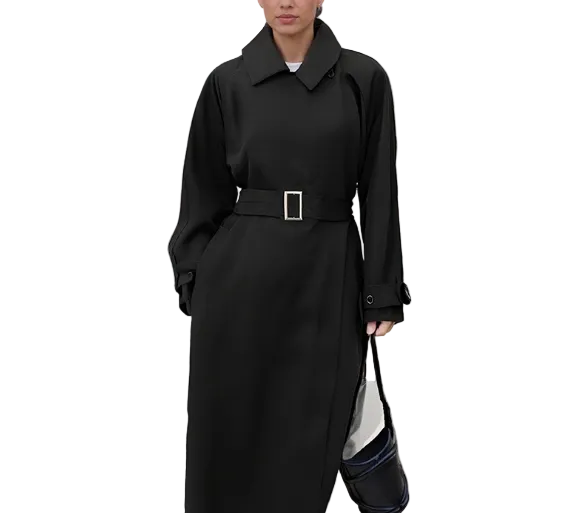 belted trench-inspired midi coat dress – ICON