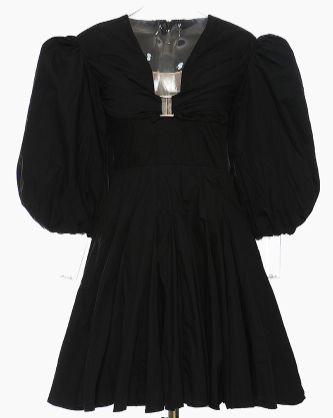 Puff-sleeve mini dress with twisted front cut-out – IVORYA