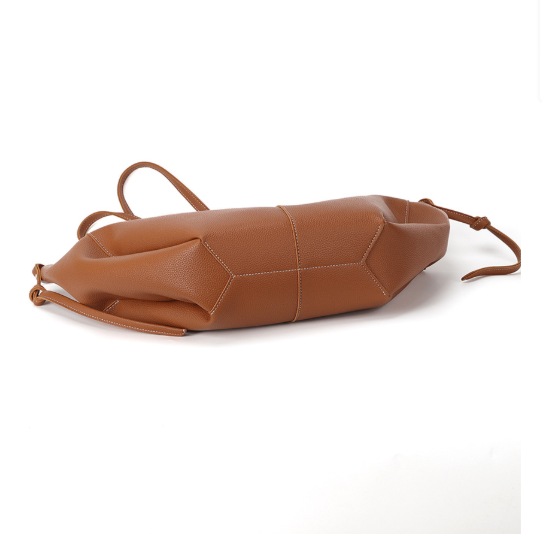 soft winged leather tote with drawstring side ties – ARIA
