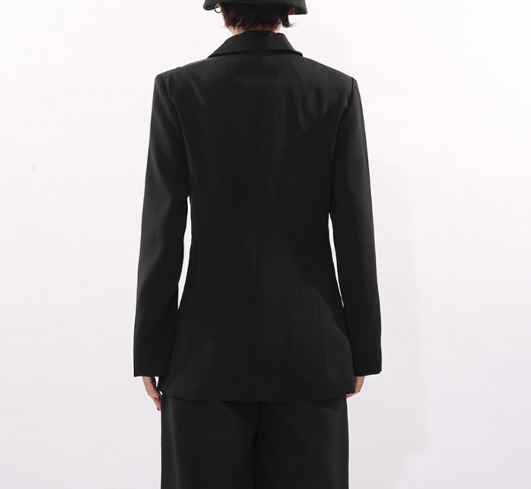 double-breasted blazer with white floral embroidery – ROSELYN