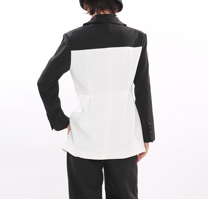 Two-Tone Sculpted Blazer with Corset Bodice – BLANC