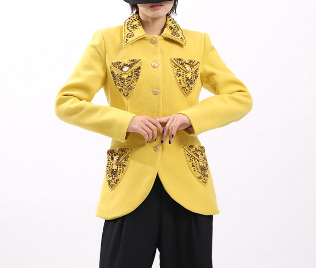 embellished tailored blazer with statement collar – AURELIA
