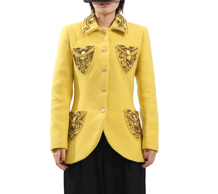 embellished tailored blazer with statement collar – AURELIA