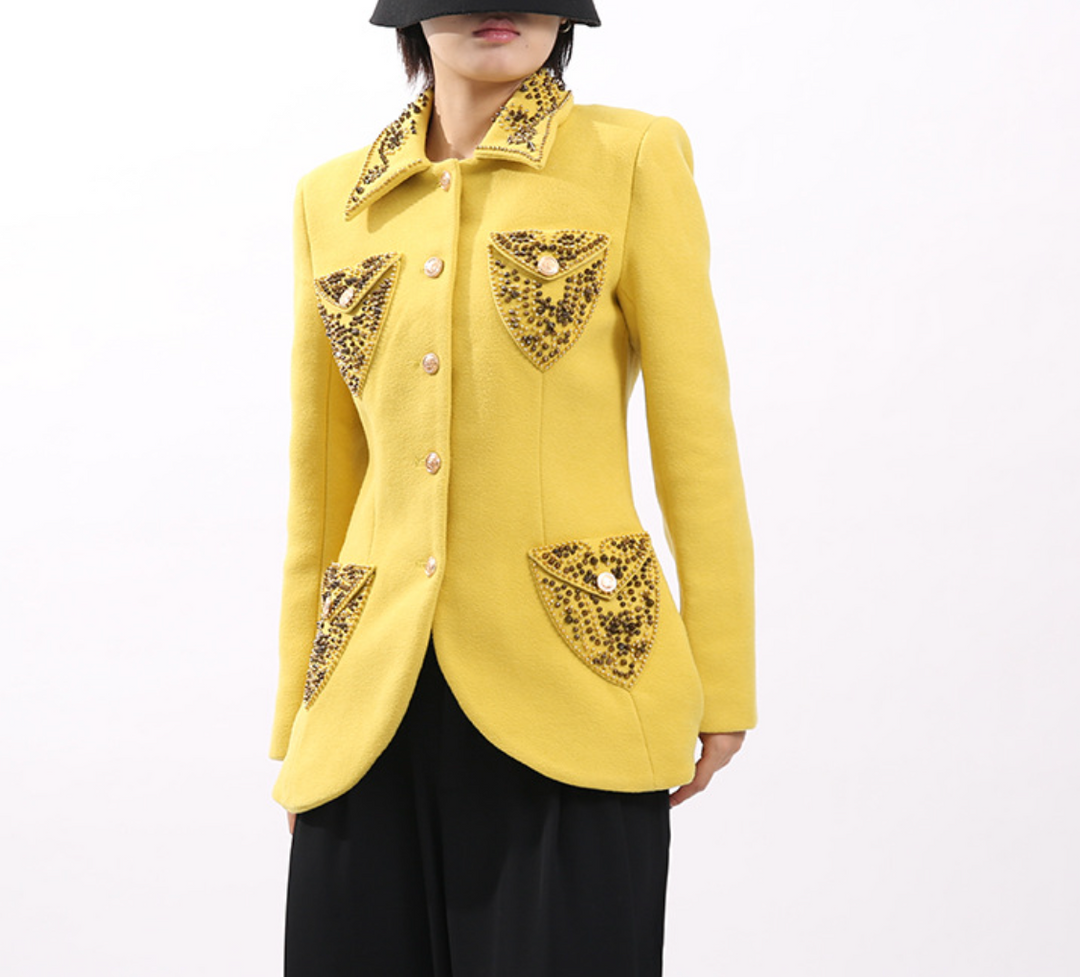 embellished tailored blazer with statement collar – AURELIA