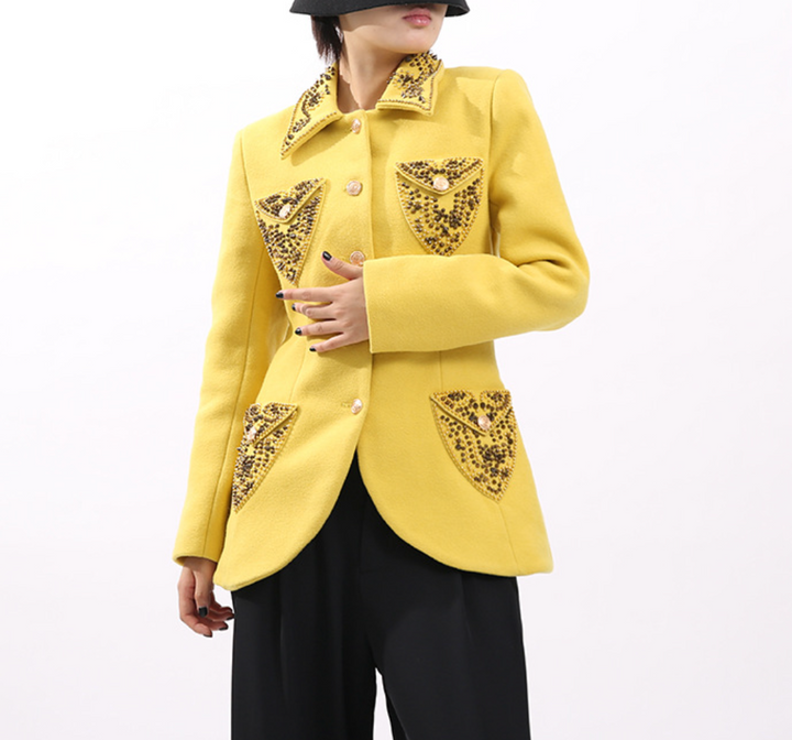 embellished tailored blazer with statement collar – AURELIA