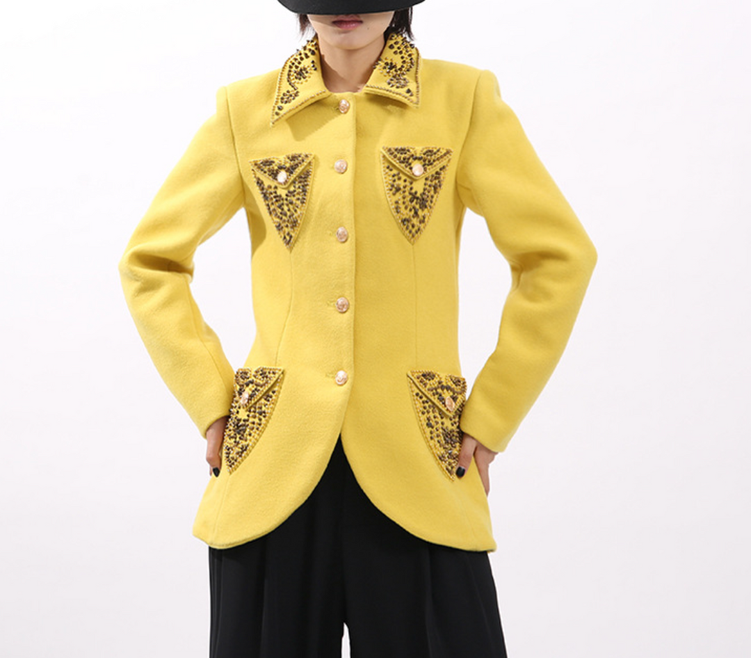 embellished tailored blazer with statement collar – AURELIA