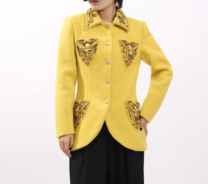 embellished tailored blazer with statement collar – AURELIA