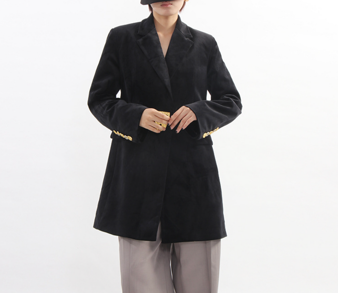 tailored longline blazer with gold clasp detail – LOCK