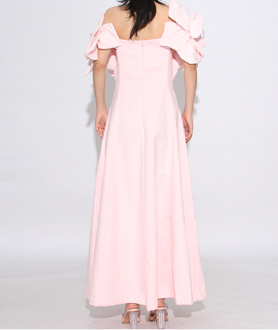 off-shoulder maxi dress with sculpted floral bodice – ROSÉA