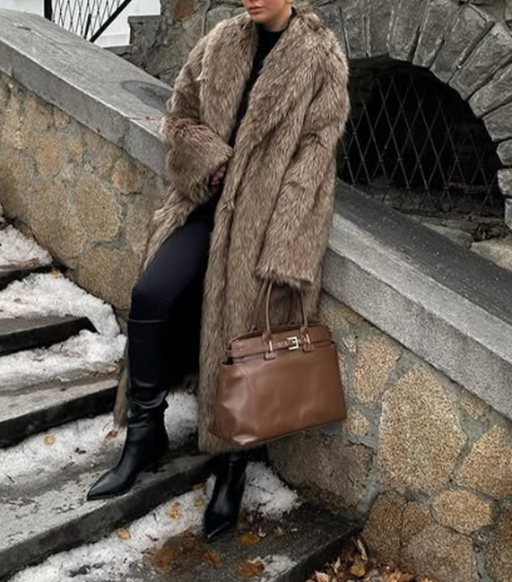 long faux fur coat with shawl collar – UMBRÉ