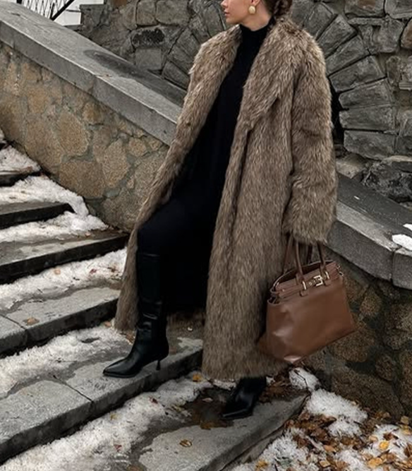 long faux fur coat with shawl collar – UMBRÉ