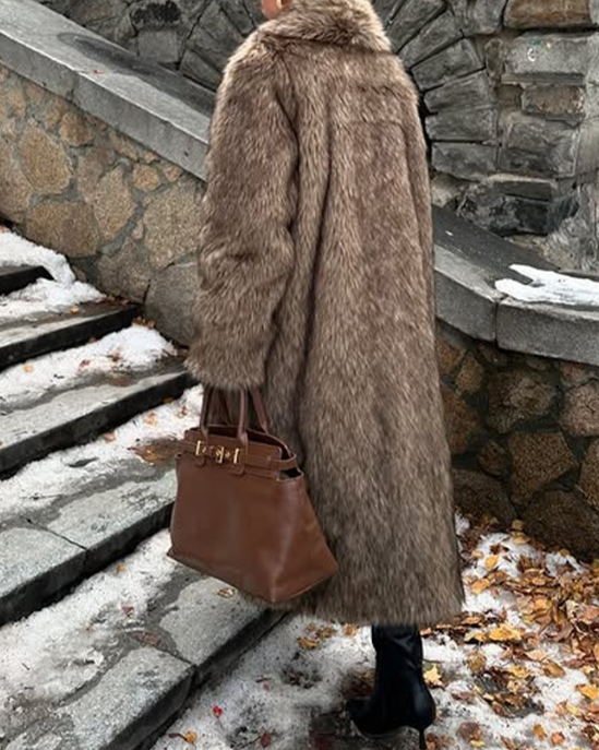long faux fur coat with shawl collar – UMBRÉ