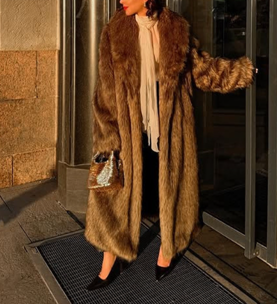 long faux fur coat with shawl collar – UMBRÉ