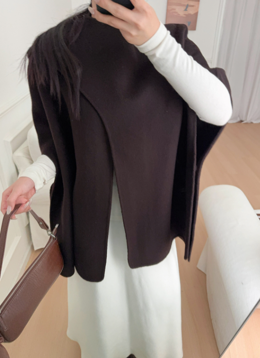 belted wool cape coat with sculpted panels – CAMELIA