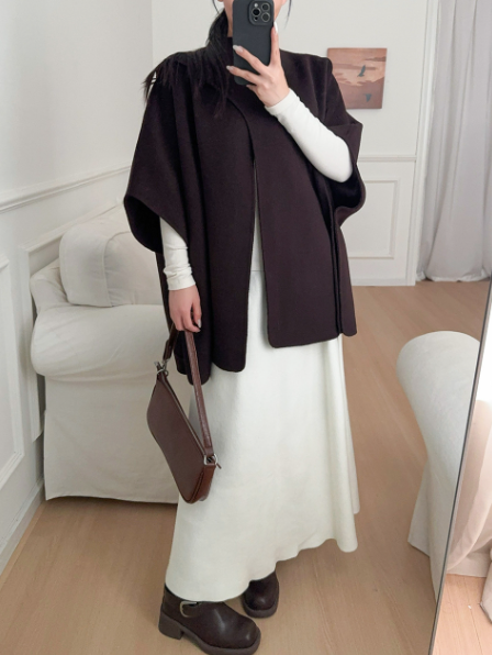 belted wool cape coat with sculpted panels – CAMELIA
