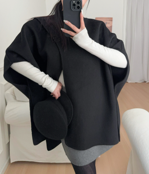 belted wool cape coat with sculpted panels – CAMELIA