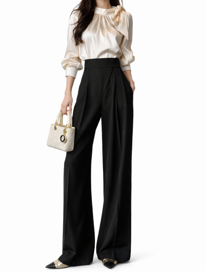 high-waist wide-leg trousers with front pleats – NASILA