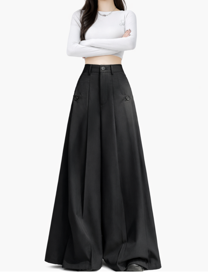 high-waist wide-leg trousers with buttoned pockets – OBSIDIAN