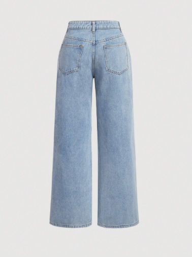 embroidered bow wide-leg denim trousers – BLISS