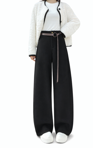 high-waist wide-leg trousers with statement belt – SUCCOF