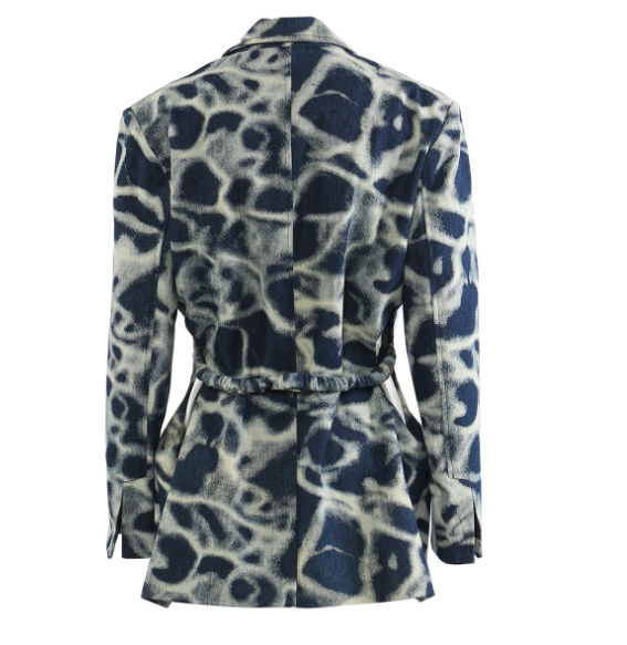 single-button patterned tailored blazer with abstract print – MARBLE