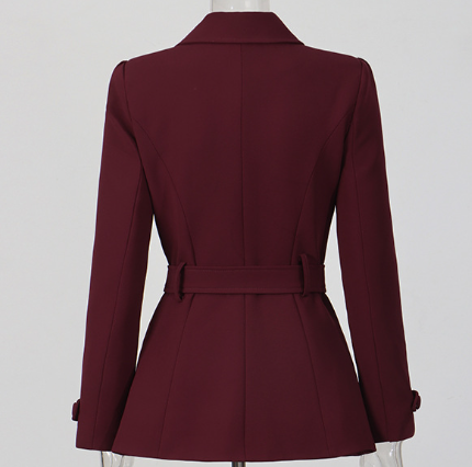 tailored belted jacket with gold buckle – BORDEAUX