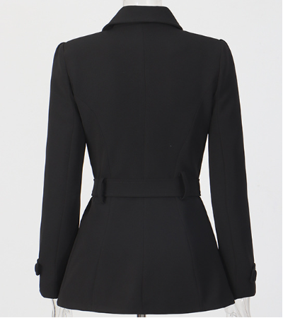 tailored belted jacket with gold buckle – BORDEAUX