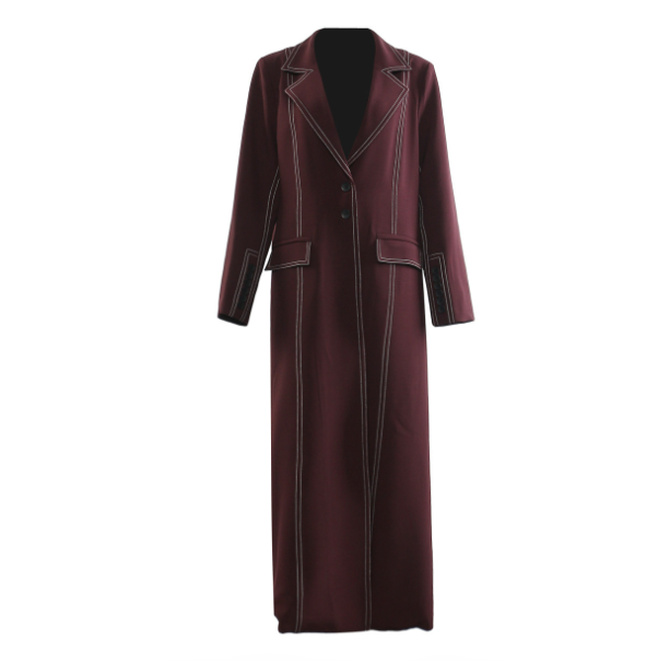 tailored longline blazer coat with contrast stitching – MAROONÉ