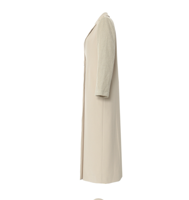 double-breasted long blazer coat with textured sleeves – ELIORA