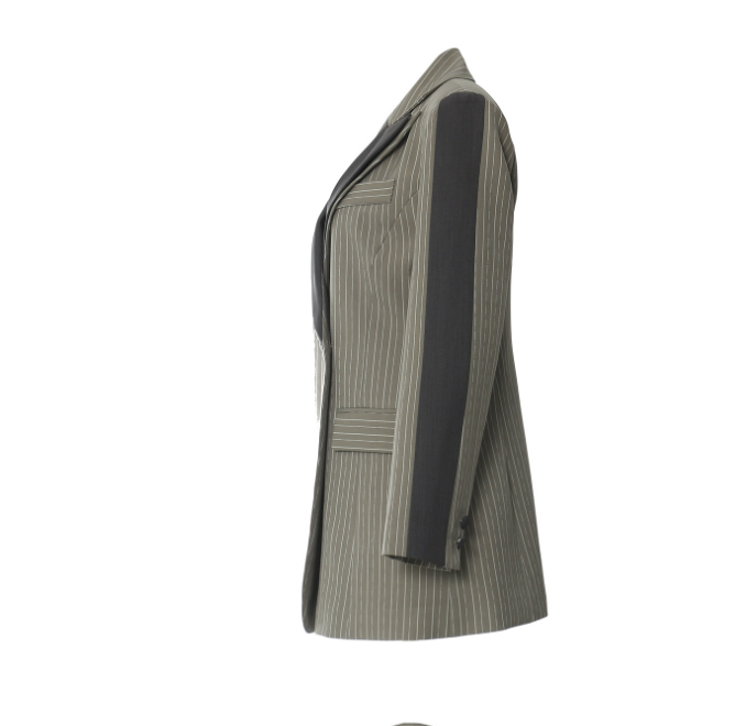 asymmetric pinstripe blazer with contrast lapel – SEREN