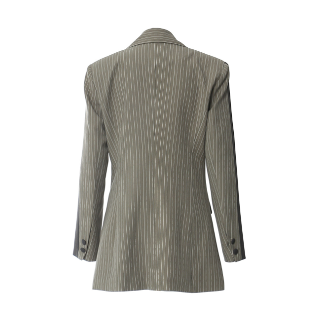 asymmetric pinstripe blazer with contrast lapel – SEREN
