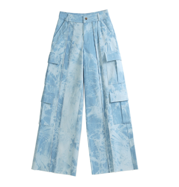 tie-dye cargo wide-leg pants – AZURA