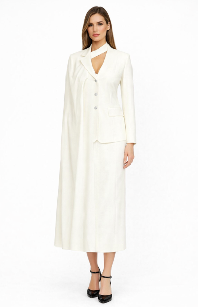 tailored blazer suit with draped cape detail – IVORYN