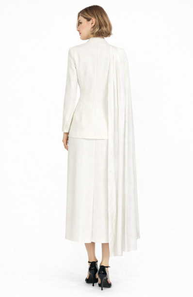 tailored blazer suit with draped cape detail – IVORYN