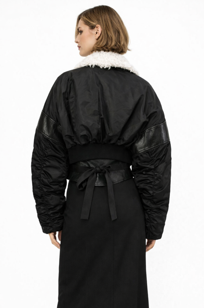 cropped padded jacket with faux fur collar – BLIZZARA