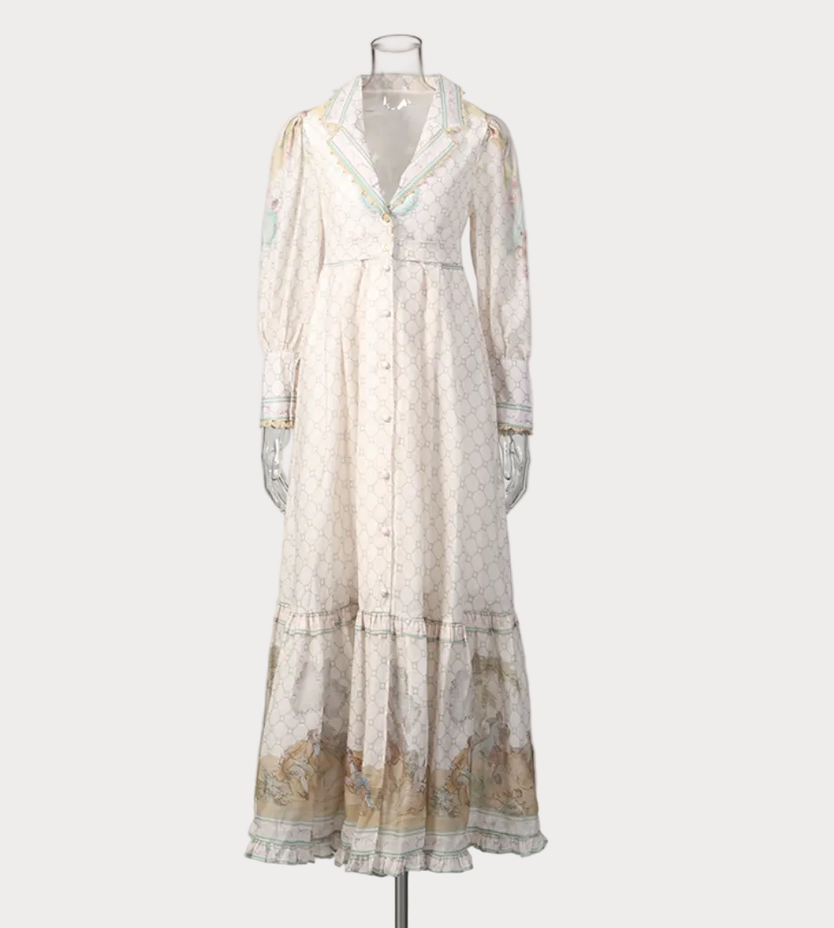 floral print ruffle hem shirt maxi dress – WHISPER