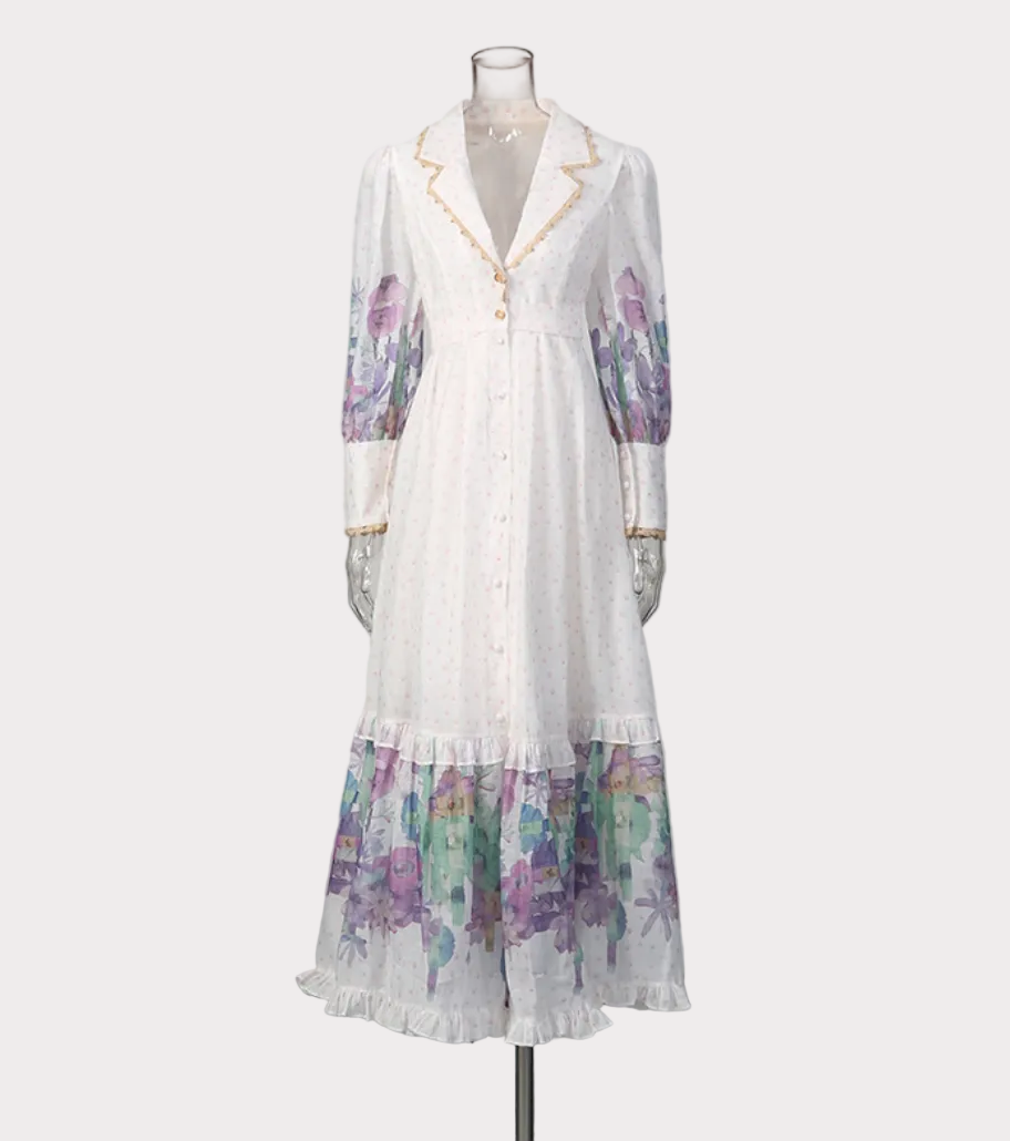 floral print ruffle hem shirt maxi dress – WHISPER