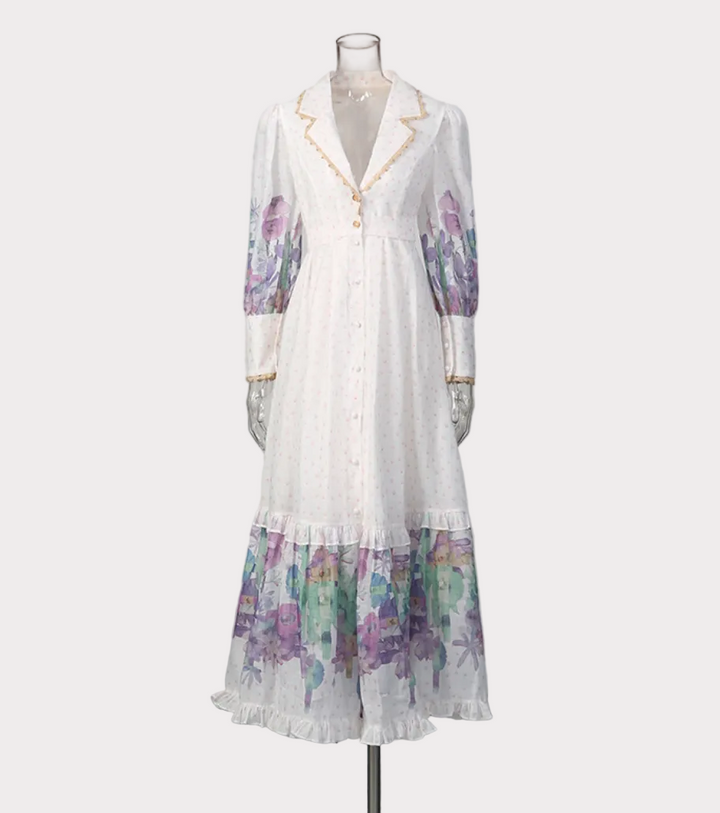 floral print ruffle hem shirt maxi dress – WHISPER