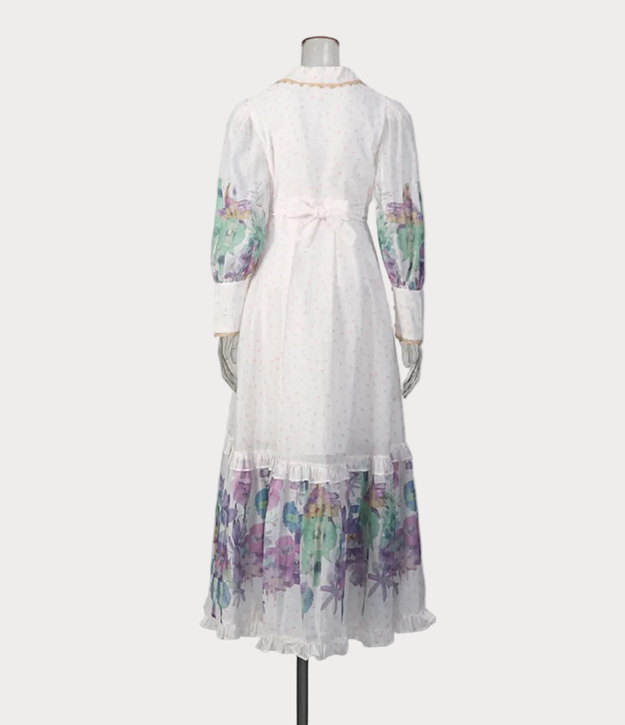 floral print ruffle hem shirt maxi dress – WHISPER
