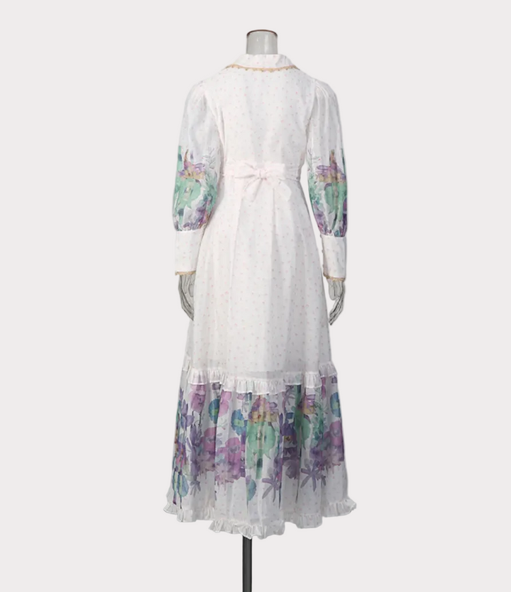 floral print ruffle hem shirt maxi dress – WHISPER