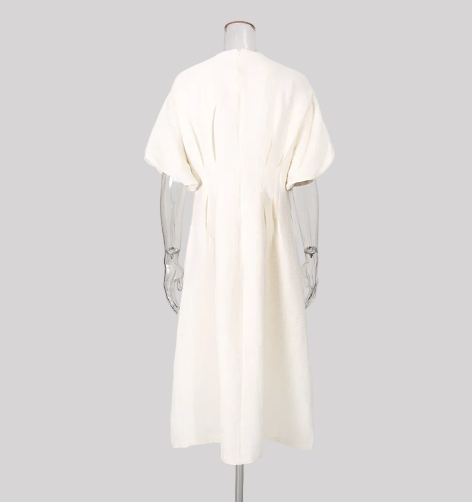embellished puff sleeve A-line midi dress – ORBIT