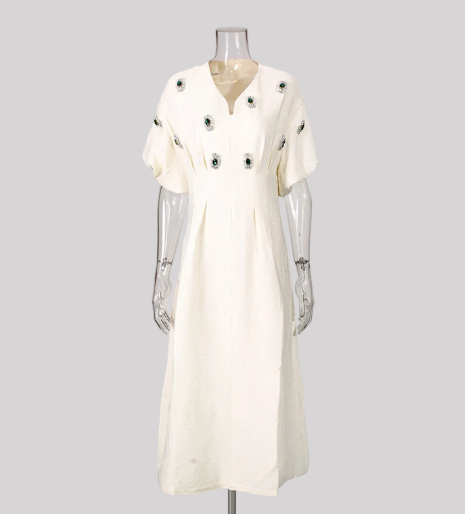 embellished puff sleeve A-line midi dress – ORBIT